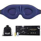 MZOO Luxury Sleep Eye Mask for Side Sleeper Men Women, Zero Eye Pressure 3D Sleeping Mask, Light Blo