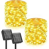 Minetom 2 Pack Solar String Lights, Total 66Ft 200 LED Solar Fairy Lights Outdoor Waterproof with 8