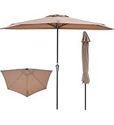 NEWBULIG 9FT Half Patio Umbrella with Easy Crank, UV Protection, 5 Ribs Outdoor Half Umbrellas wi...