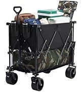 NEWBULIG Large Capacity Folding Double Decker Wagon with Brakes, 440lbs Wagons Carts Foldable Wag...