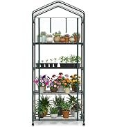 NEWBULIG Mini Greenhouse for Outdoors, 4-Tier Portable Green House with Wheels and Clear PVC Cove...