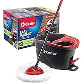 O-Cedar EasyWring Microfiber Spin Mop, Bucket Floor Cleaning System, Red, Gray, Standard