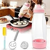 Pancake Batter Dispenser Bottle Kit - 4.5-Cup Pancakes Mixer with Shaker Ball Stainless Steel Whisk