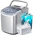 Portable Countertop Ice Maker Machine with Handle, 9 Bullet-Shaped Ice Cubes Ready in 6 Mins, 26Lbs/