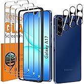QsmQam 3 Pack Screen Protector for Samsung Galaxy A17 5G + 3 Pack Camera Lens Protector, Ultra HD Te
