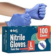 Reli. Nitrile Gloves, Large | 100 Pack - Violet Blue | Disposable Gloves - Powder Free, Latex Fre...