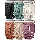SNBLK 6 Pack Floral Engraved Bands Compatible with Apple Watch Bands 40mm 41mm 42mm 38mm 44mm 45mm 4