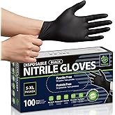 SWIFTLITE Disposable Nitrile Gloves Black, Food Safe Rubber Gloves Latex-Free Powder-Free for Cookin