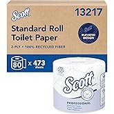 Scott Professional 100% Recycled Fiber Standard Roll Bulk Toilet Paper (13217), 2-Ply, Elevated Desi