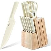 Stainless Steel Knife Set, Knife Block Sets with Built-in Sharpener,15-Piece Block Set with Block an