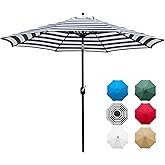 Sunnyglade 9' Patio Umbrella Outdoor Table Umbrella with 8 Sturdy Ribs (Blue and White)