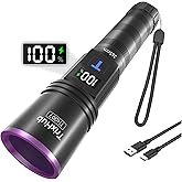 TrixHub 365nm Black Light Flashlight, UV Flashlight Rechargeable with LCD Display, Powerful Ultravio
