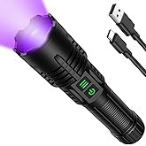UV Blacklight&High Lumens Flashlight Rechargeable, Powerful Blacklight Flashlights for Pet Urine Det