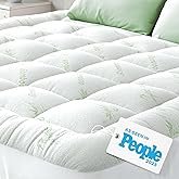 Ultra Soft Queen Size Mattress Topper - Viscose Made from Bamboo Pillow Top Mattress Pad for Back Pa