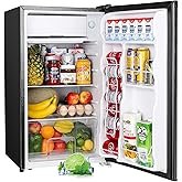 Upstreman 3.2 Cu.Ft Mini Fridge with Freezer, Single Door Mini Fridge, Dorm Fridge, Adjustable Therm