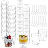 UrbanRoots 300 Pack Clear Plastic Dessert Cups(5 oz),Disposable Parfait Cups For Pudding, Fruit and 