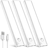 VOZUJI Under Cabinet Rechargeable Lighting: Motion Sensor Dimmable Lights Indoor - Battery Operated 