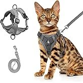 Wanheart cat Chest Harness and Leash, Anti-Escape Adjustable Soft mesh cat Leash and Chest Harness S