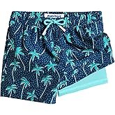 maamgic Boys Swim Trunks with Compression Liner Toddler Stretch Swim Shorts