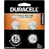 Duracell 2032 Lithium Battery, 4 Count (Pack of 1), Compatible with AirTag, Child Safety Features, K
